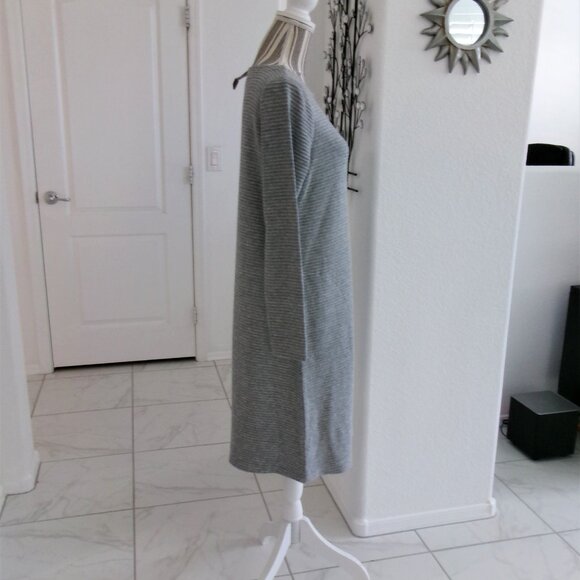New J. Jill Sweater Sheath Dress Gray Long Sleeve Round Neck Pockets Small Tall - Picture 5 of 9
